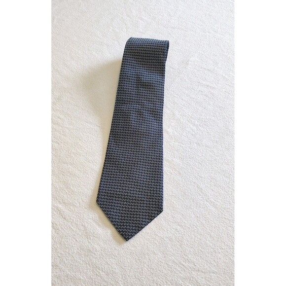 Ralph Lauren POLO Men's Neck Tie 100% SILK Navy Tan Circles Minimalist Office - Picture 1 of 7
